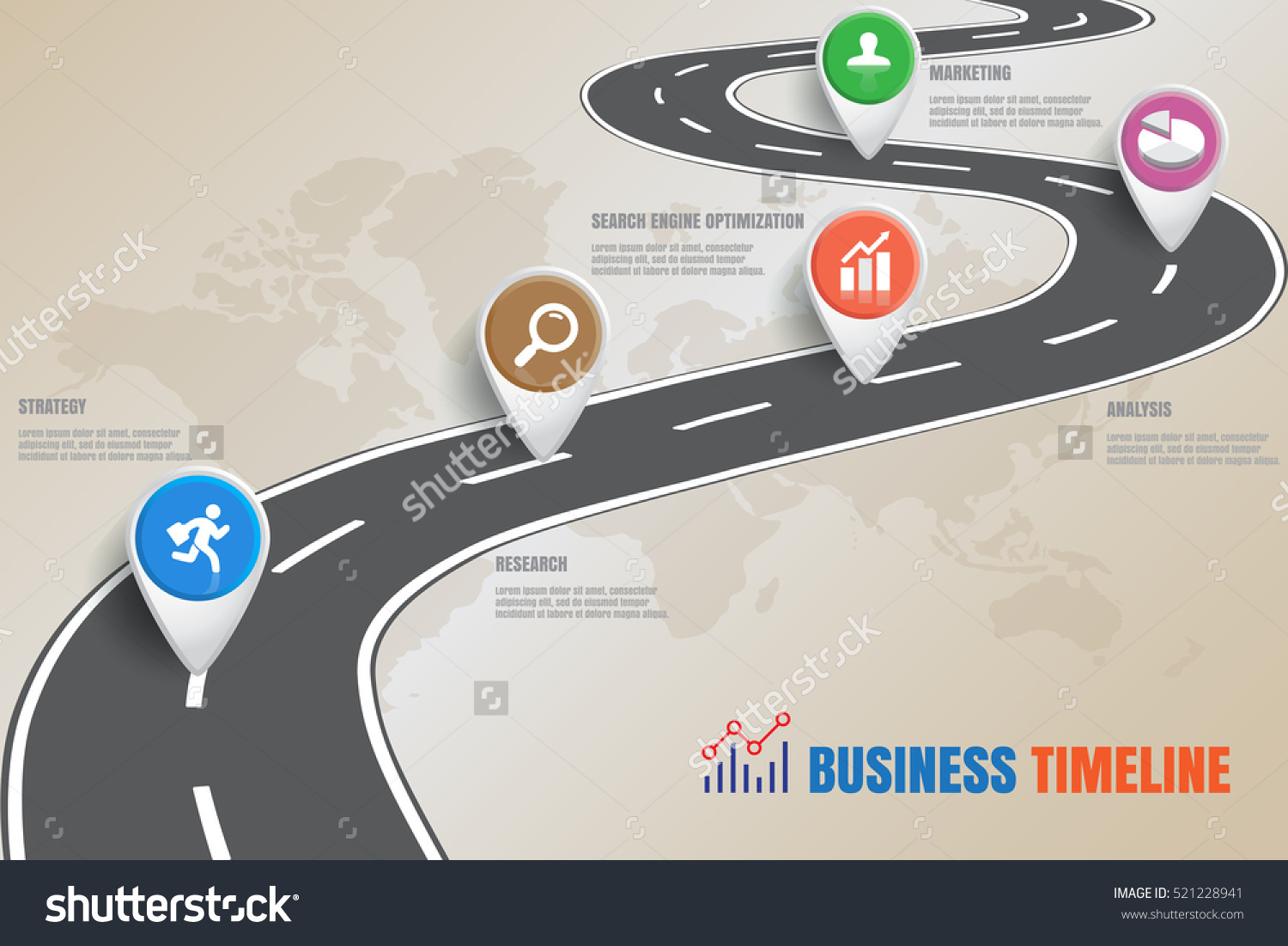 stock vector design template road map business timeline vector illustration 521228941
